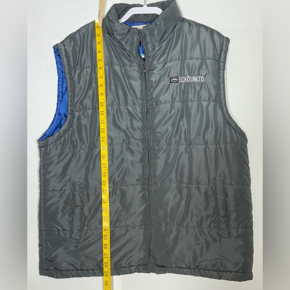 Nice Ecko Unltd Gray Puffer Vest Collared Full Zipper Men’s Size Xlarge - Picture 8 of 12